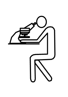 Praxis-Logo: Pathologe am Mikroskop